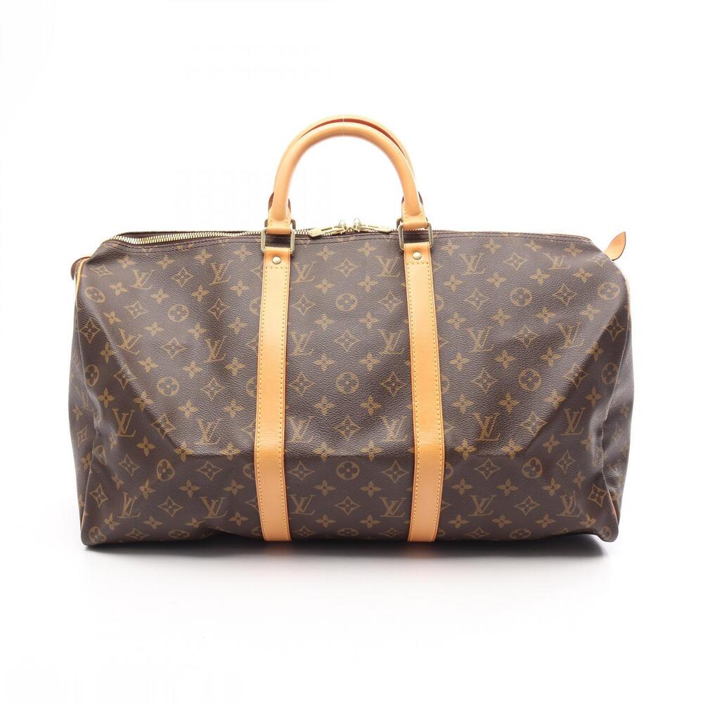 Louis Vuitton Keepall Monogram Boston Bag Canvas Leather Brown